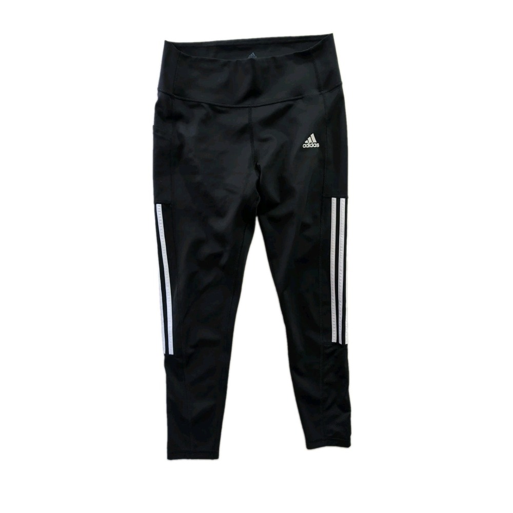Adidas Aeroready High Rise 7/8 Leggings Womens L Black 3 Stripes Active Athletic